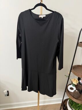 Jude Connally Black Long-Sleeve Drop-Waist Dress